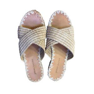 Jenni Kayne Sandals Raffia Crossover Natural Womens 36 US 6 Used *Damage
